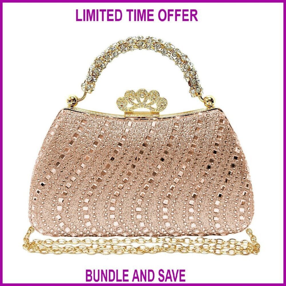 Sparkling Rhinestone Evening Clutch with Detachable Chain Strap